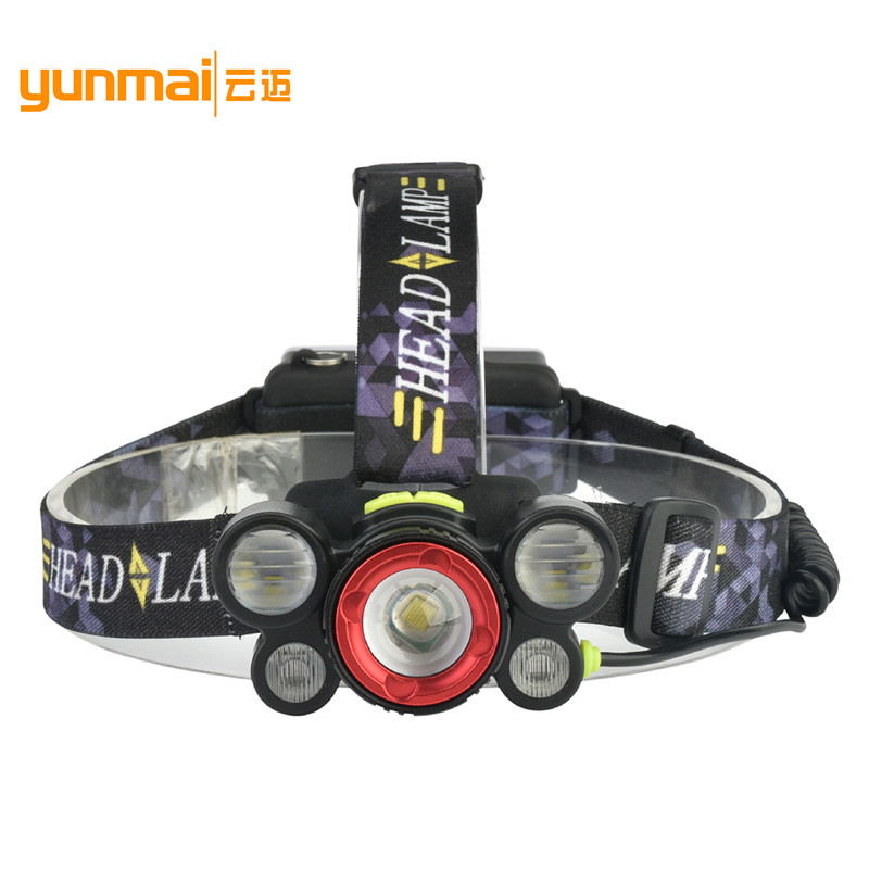 USB充电5LED头灯 T6+COB红光头灯 应急检修灯图