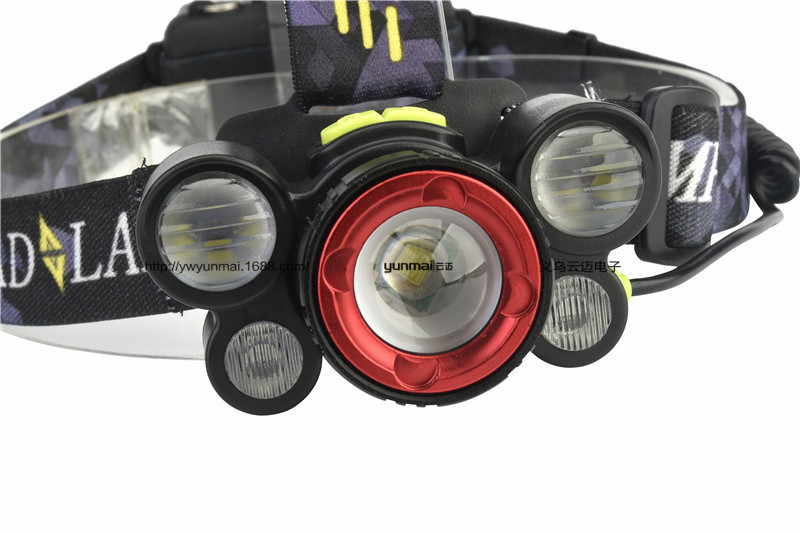 USB充电5LED头灯 T6+COB红光头灯 应急检修灯细节图