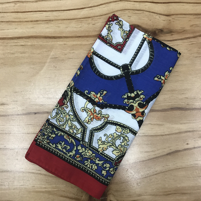 Pure cotton Bohemian flower pattern outdoor bandana handkerchief sports sweat absorption scarf square 55CM thumbnail