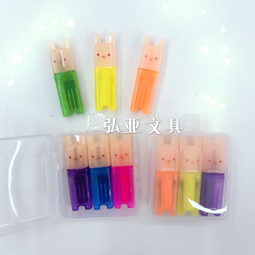 Bunny 6 sets of highlighter mini highlighter gift pen set customized small fish chocolate shape