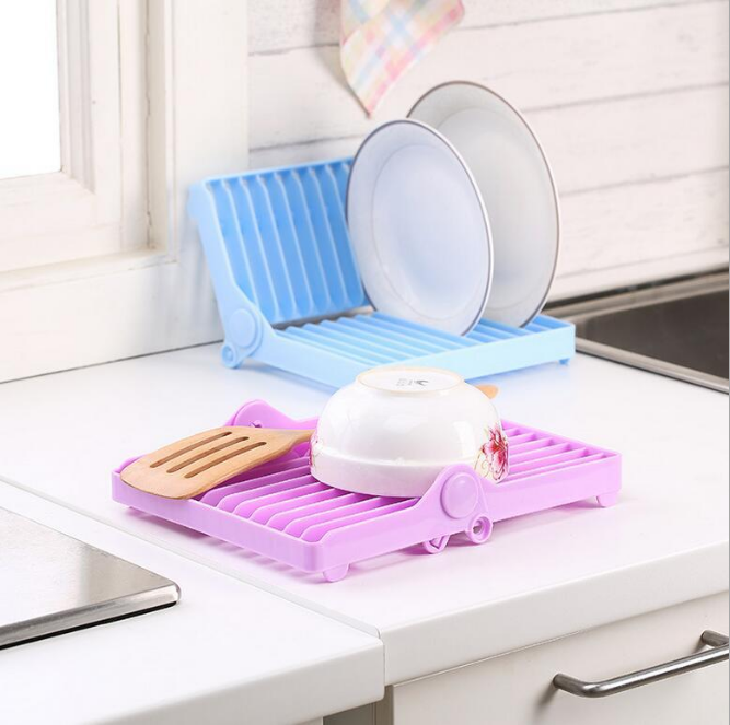 厨房碗碟置物架可折叠盘子收纳沥水架 整理架杯子晾干架产品图