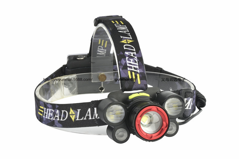 USB充电5LED头灯 T6+COB红光头灯 应急检修灯产品图