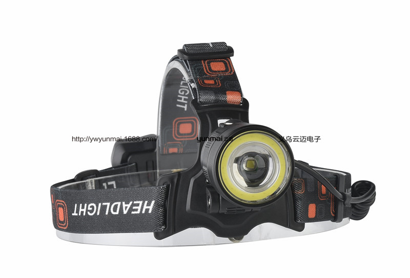 T6+COB头灯 变焦充电头灯 COB工作灯 3LED头灯产品图