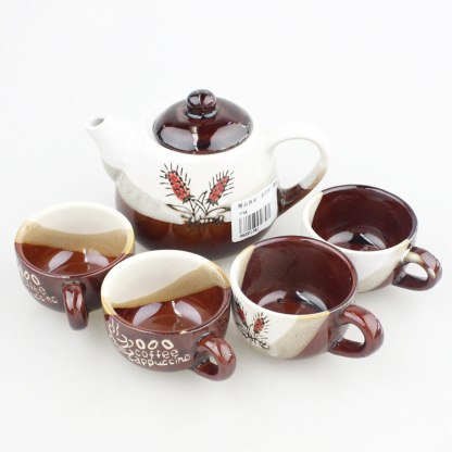 十元店配送 精美礼品 经典时尚茶具套装 精品铁架一壶四杯