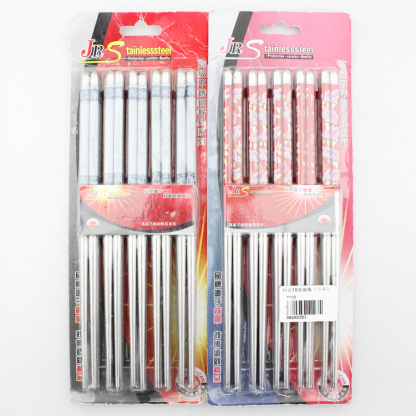 Ten Yuan Store Premium blue and white porcelain stainless steel Chopsticks Printed 10 pairs of steel chopsticks (small card)