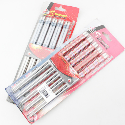 Ten Yuan Store Premium blue and white porcelain stainless steel Chopsticks Printed 10 pairs of steel chopsticks (small card) Specification image