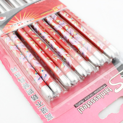 Ten Yuan Store Premium blue and white porcelain stainless steel Chopsticks Printed 10 pairs of steel chopsticks (small card) Application Scenario