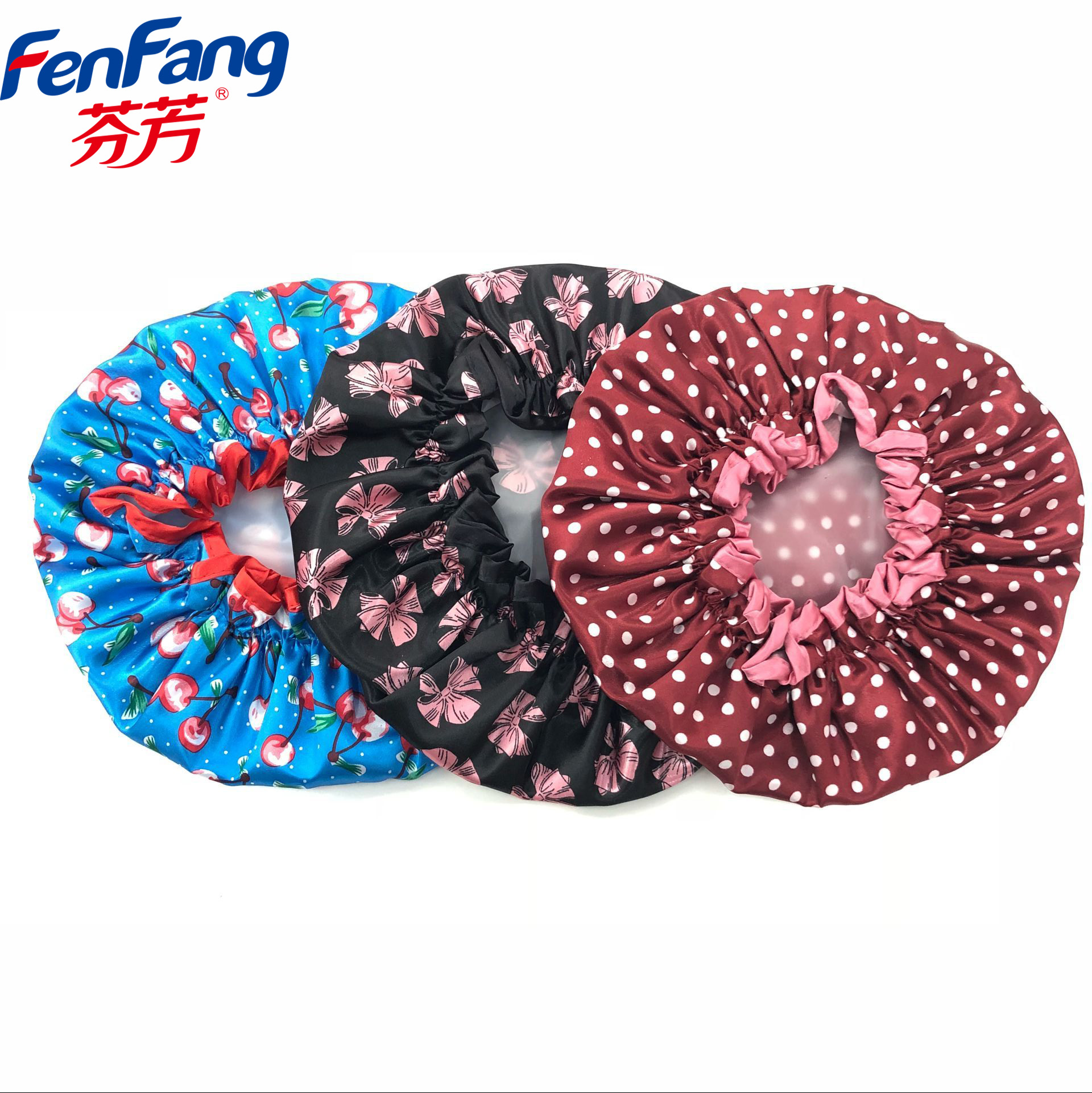 Factory direct sales of double-layer printed waterproof shower caps, washbasin and makeup caps, oil-proof and oil-proof shower caps