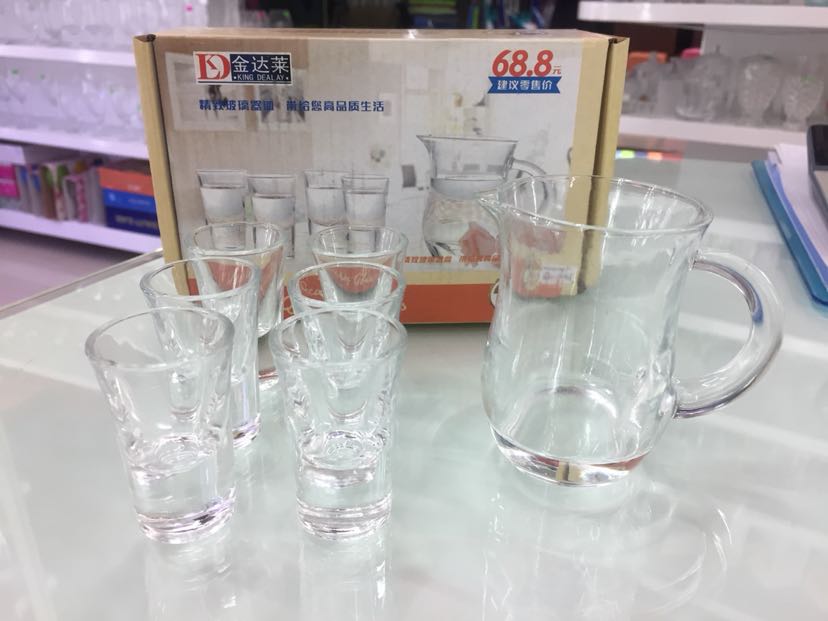 时尚玻璃白酒杯套装1壶100ml6杯15ml