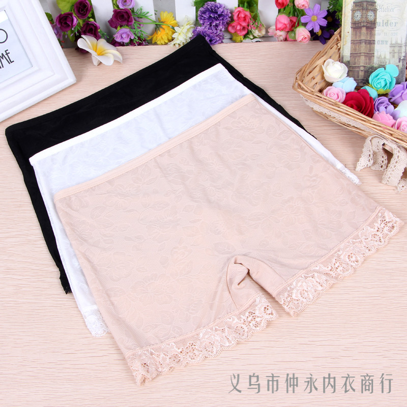 Hot Ice Silk Seamless Underwear Safety Pants Hollow-Out Lace Pants Women's Boxer Briefs Fen Application Scenario