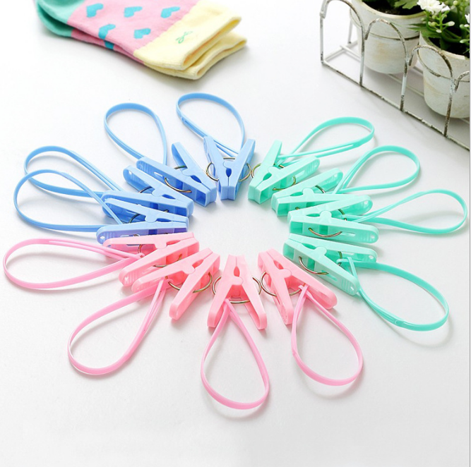 家居12只装索带夹子晾衣夹晒夹 塑料内衣夹 防风领带夹