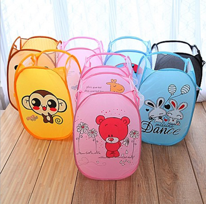 卡通大号可折叠脏衣篮三面网格脏衣篓透气脏衣服收纳筐衣物收纳篮