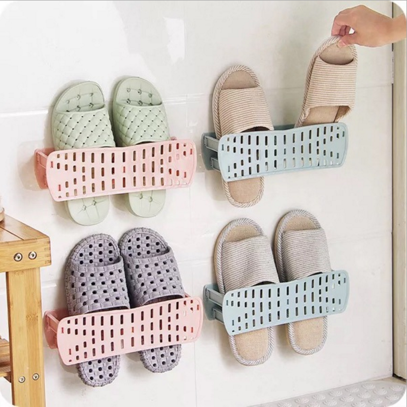 折叠壁挂式粘贴鞋架家用简易鞋子收纳架浴室墙上拖鞋架子