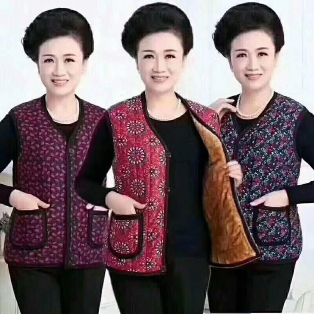 Winter women's style with velvet and thick warm cotton jacket vest new women's waistband for middle-aged and elderly women thumbnail