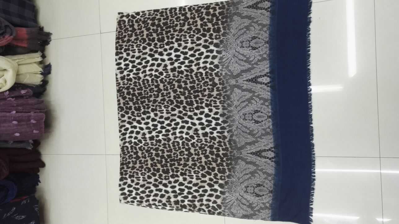 New Women's Scarf Twill Leopard Lace Monochrome Two End Stretch Scarf