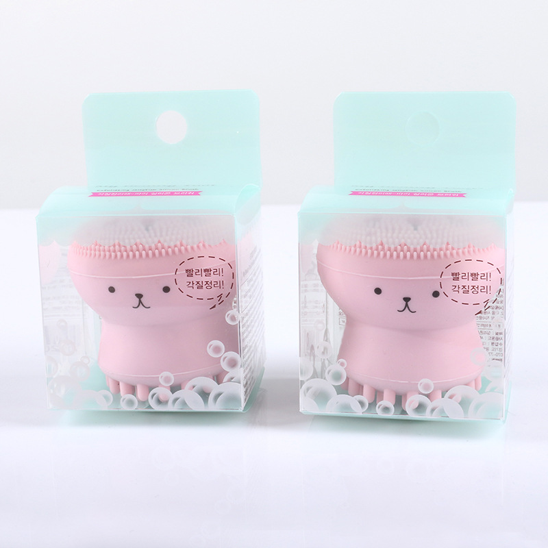 小章鱼洗脸刷 硅胶卡通粉扑 洁面刷工具细节图