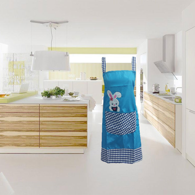 Korean Version Of Fashion Cute Cartoon Rabbit Apron Anti-Fouling Plaid Apron With Ab Version Splicing Apron details Picture