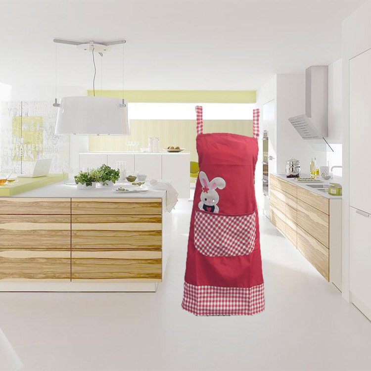 Korean Version Of Fashion Cute Cartoon Rabbit Apron Anti-Fouling Plaid Apron With Ab Version Splicing Apron