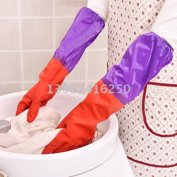 Add velvet warm housekeeping gloves kitchen helper wash dishes gloves winter waterproof cleaning gloves laundry gloves thumbnail