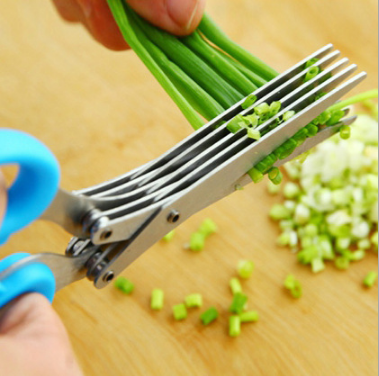 Stainless steel scissors Multi-functional food scissors kitchen home five layers of vegetable onion scissors Strong shredding scissors