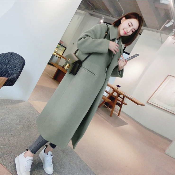 毛呢外套女秋冬新款韩版宽松中长款学生羊毛呢子大衣