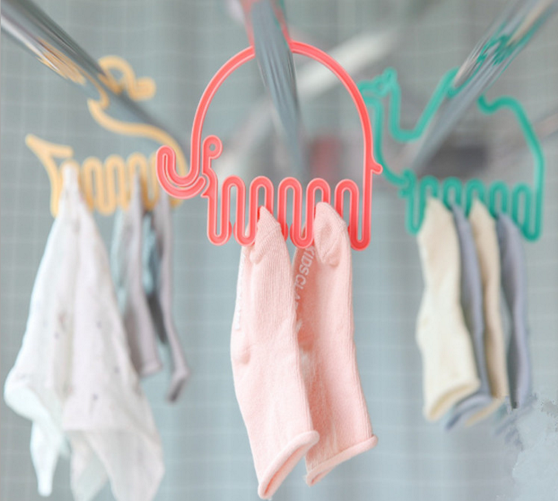 动物造型迷你宝宝袜子夹塑料晾衣架晒袜子塑料多夹子衣架细节图