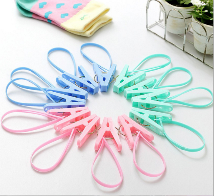 厂家直销塑料夹子旅游户外旅行必备晾毛巾晒袜子衣夹带绳夹子单个产品图