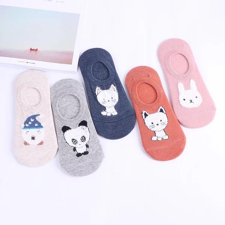 Summer bestsellers: Three-dimensional animal feather yarn short socks, boat socks, invisible socks, anti-slip cartoon socks details Picture