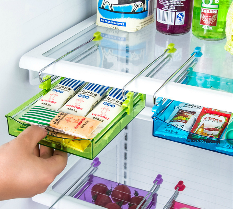 创意厨房抽动式整理置物盒 冰箱保鲜隔板层多用收纳架