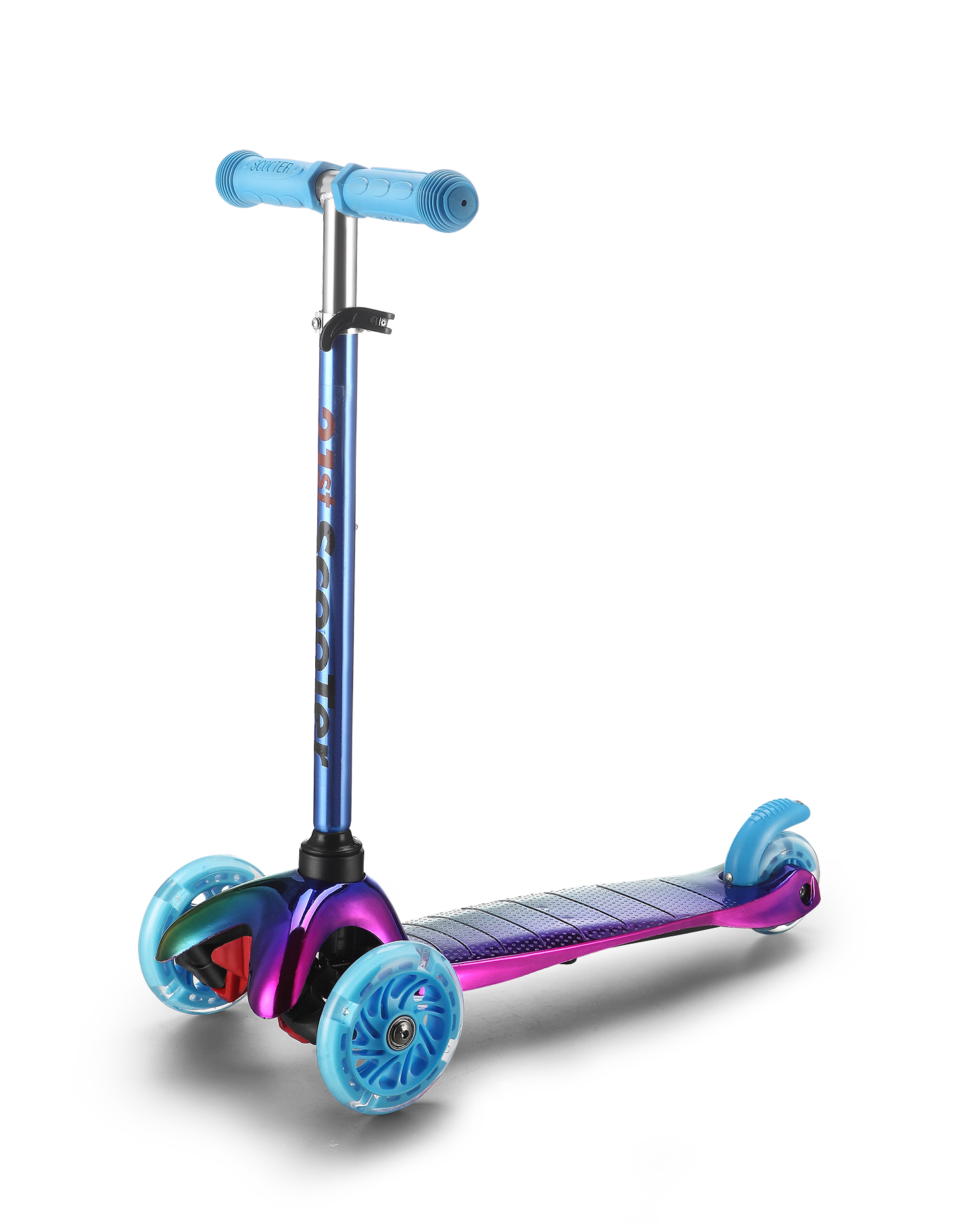 镀板片大米高车PU带灯轮 颜色混装 款式新颖 彩盒包装