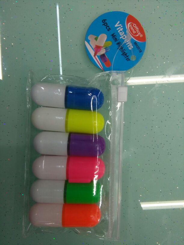 药丸荧光笔6色