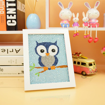 儿童益智手工制作点点画猫头鹰1创意带框大小亮钻卡通亲子礼物