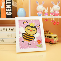 儿童益智手工制作点点画小蜜蜂创意带框大小亮钻卡通亲子礼物
