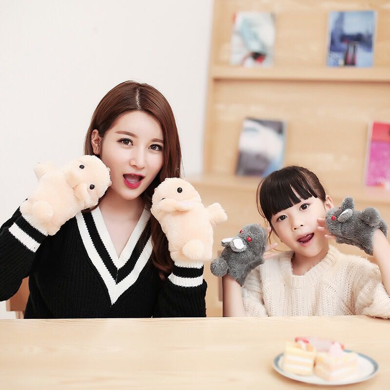 New winter warm cartoon rabbit half-finger parent-child gloves for girls and autumn cute student mother-daughter gloves Specification image