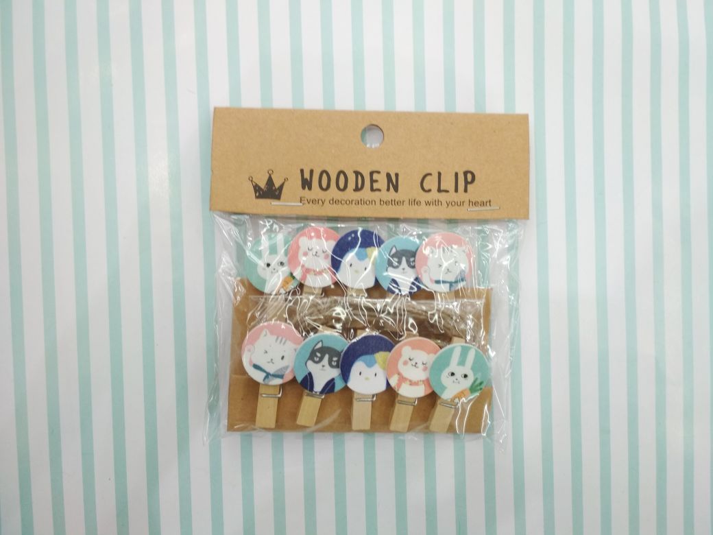 学生文具批发 颜值担当迷你简约原木木夹套装 10个装木夹 混