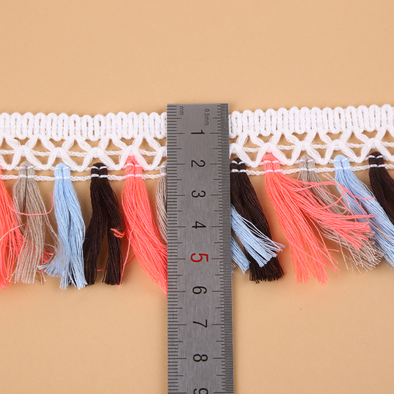 Unilateral Multicolor Tassel Arrangement Row Lace Clothing Clothing Cotton Scarf Accessories Manufacturers Direct Sales Application Scenario