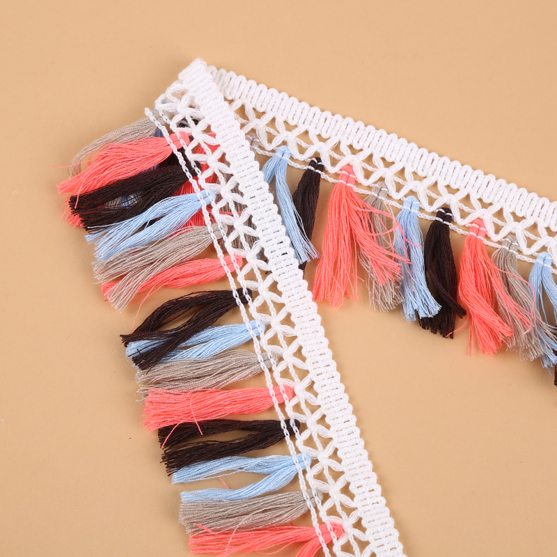 Unilateral Multicolor Tassel Arrangement Row Lace Clothing Clothing Cotton Scarf Accessories Manufacturers Direct Sales details Picture