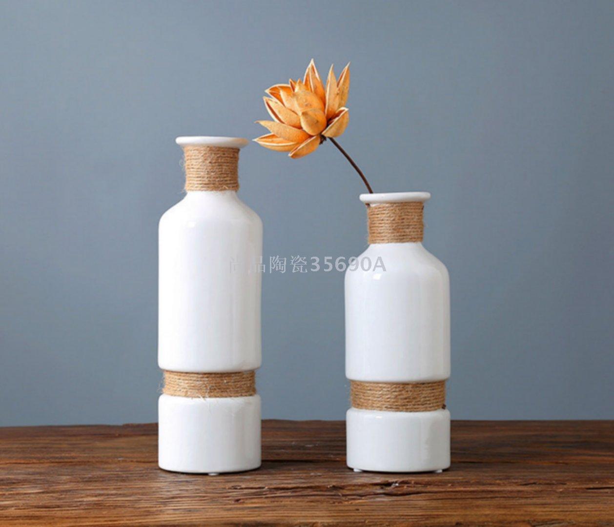 New Explosive Manufacturers Direct Sales White With Twine Bright Ceramic Vase Specification drawing
