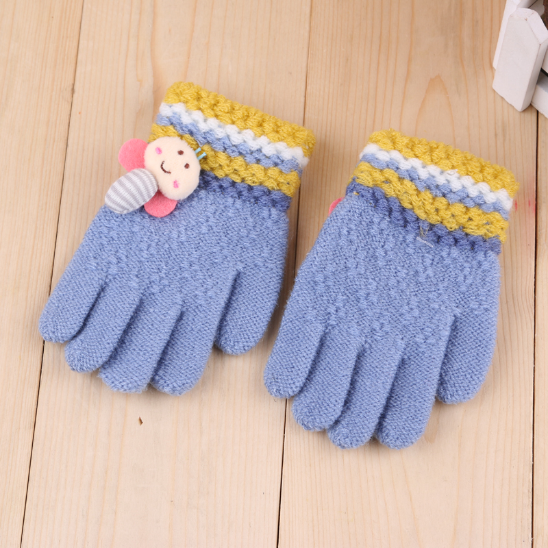 冬季新款 儿童密封五指手套保暖针织手套细节图