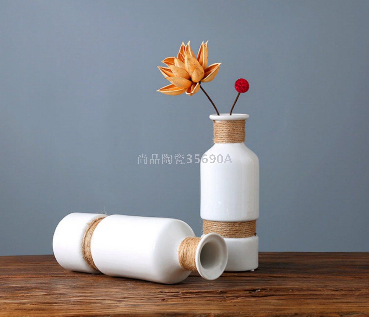 New Explosive Manufacturers Direct Sales White With Twine Bright Ceramic Vase