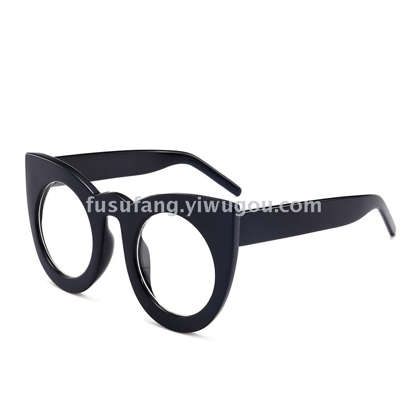 现货韩版太阳眼镜 复古猫眼镜 女士圆形框百搭墨镜 6823详情图3