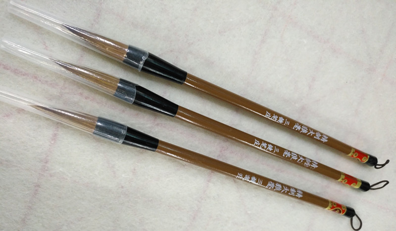 Wholesale of Sanjian brand writing brushes, exquisite large wolf-hair student calligraphy and painting brushes, water-writing cloth brushes, national trend details Picture