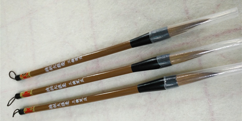 Wholesale of Sanjian brand writing brushes, exquisite large wolf-hair student calligraphy and painting brushes, water-writing cloth brushes, national trend Specification image
