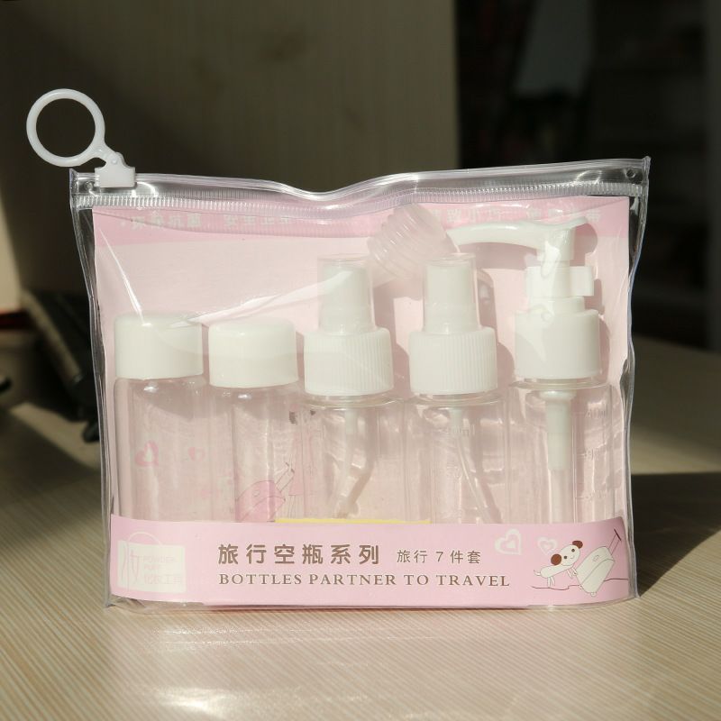 Hot Travel Empty Bottle 7-Piece Set Portable Cosmetic Bottle Set 7-Piece Set Application Scenario