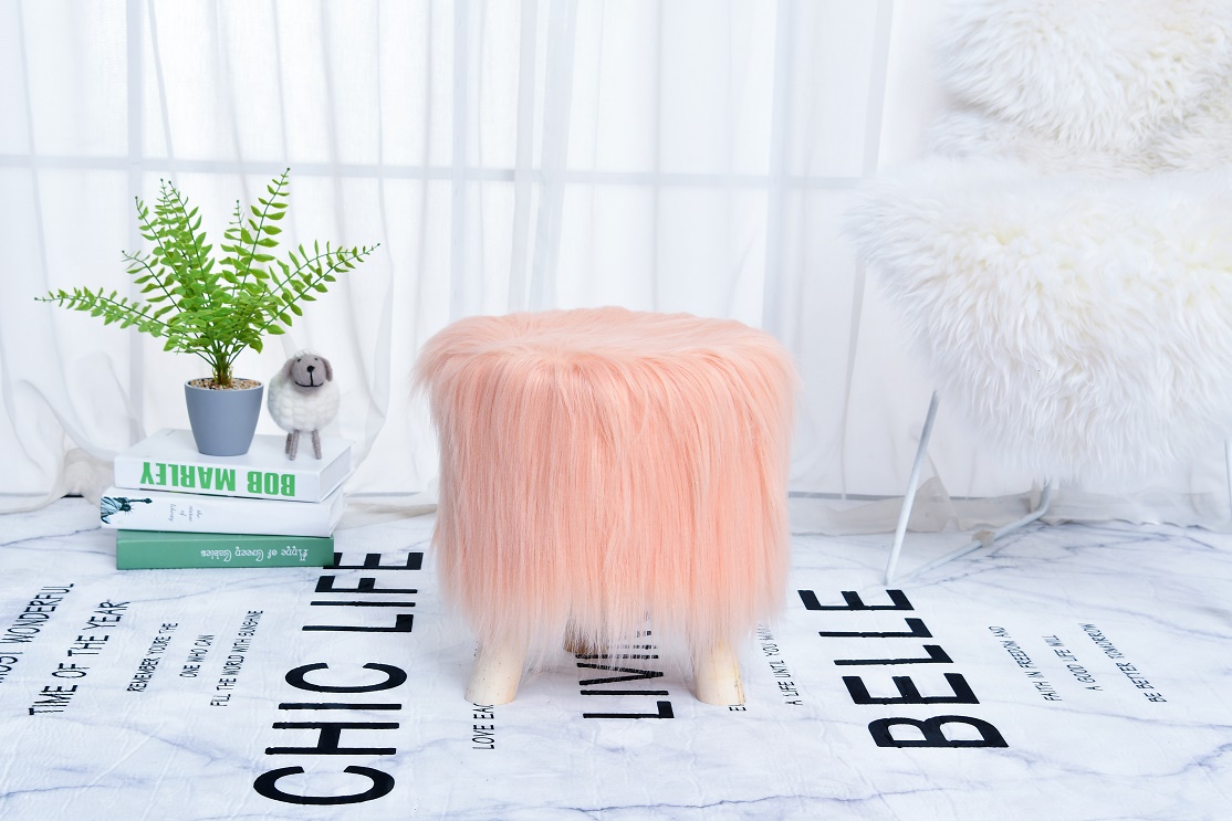 Changhao long hair stool for shoe stool small round stool log triangle stool household leisure stool non-slip stool storage stool in the living room thumbnail