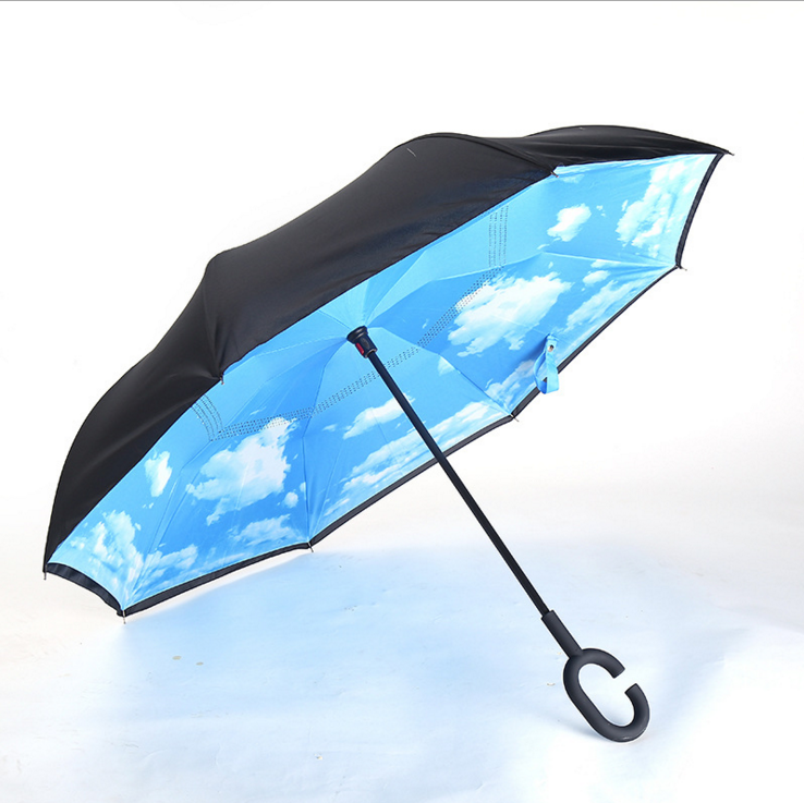 Hot-selling C-shaped handle reverse umbrella, double-layer hands-free, creative and personalized reverse umbrella Application Scenario