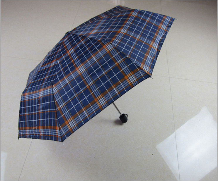 Super mini three-fold umbrella, cheap three-fold umbrella, outdoor grid adult umbrella, factory direct sales Specification image