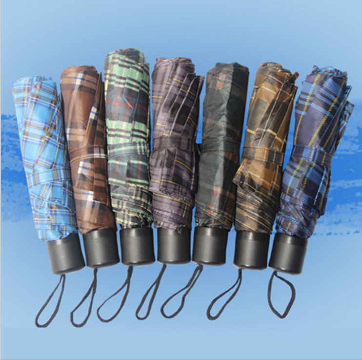 Super mini three-fold umbrella, cheap three-fold umbrella, outdoor grid adult umbrella, factory direct sales
