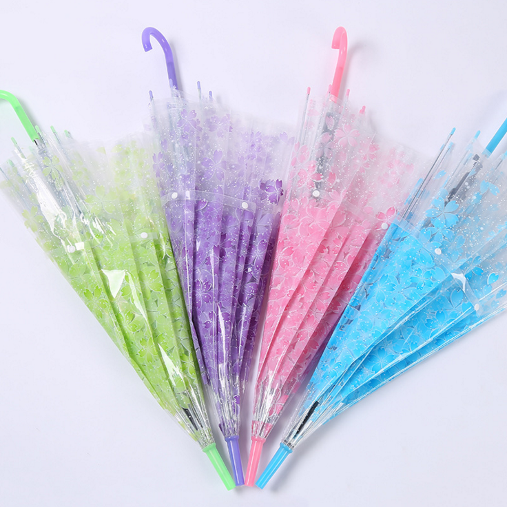 Fashionable transparent cherry blossom umbrella outdoor sunshade umbrella UV protection umbrella fresh and clean