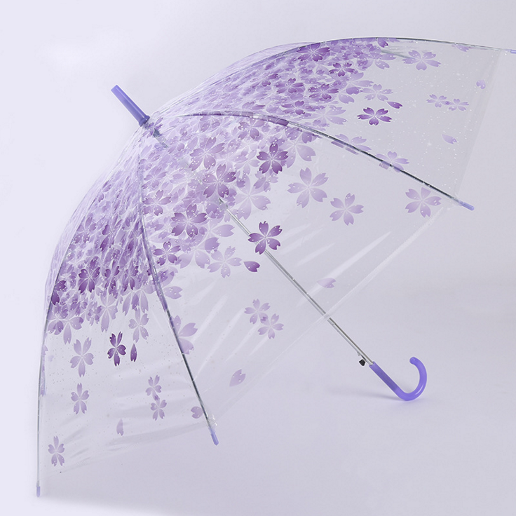 Fashionable transparent cherry blossom umbrella outdoor sunshade umbrella UV protection umbrella fresh and clean details Picture